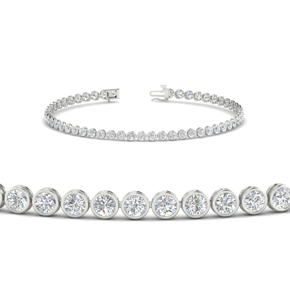 2.70 Ct. Diamond Bezel Set Tennis Bracelet with 14K White Gold White Diamond